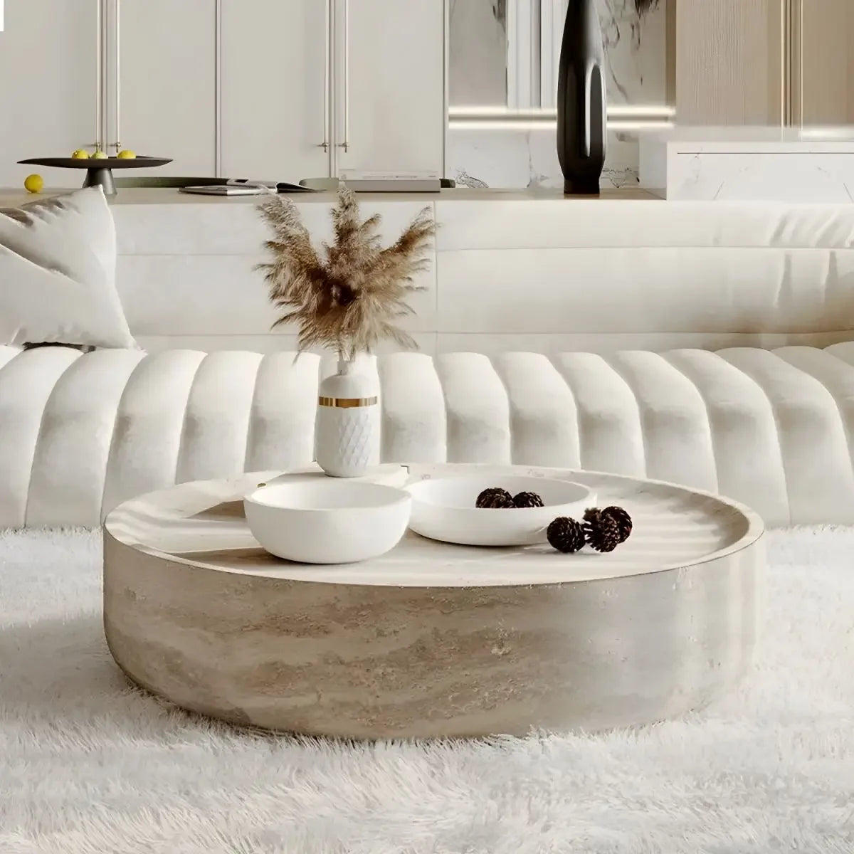 HULDA - Table basse en travertin
