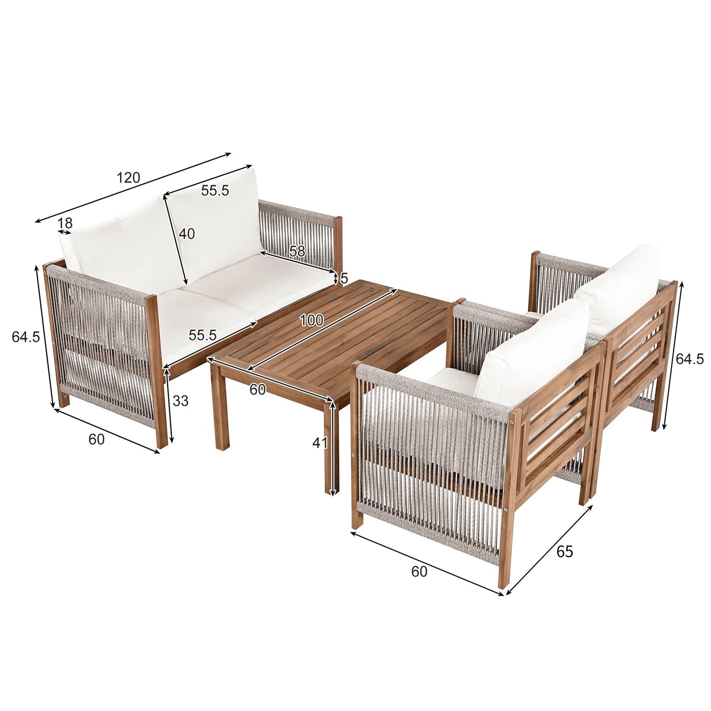 FLORIAN - Salon de jardin en bois