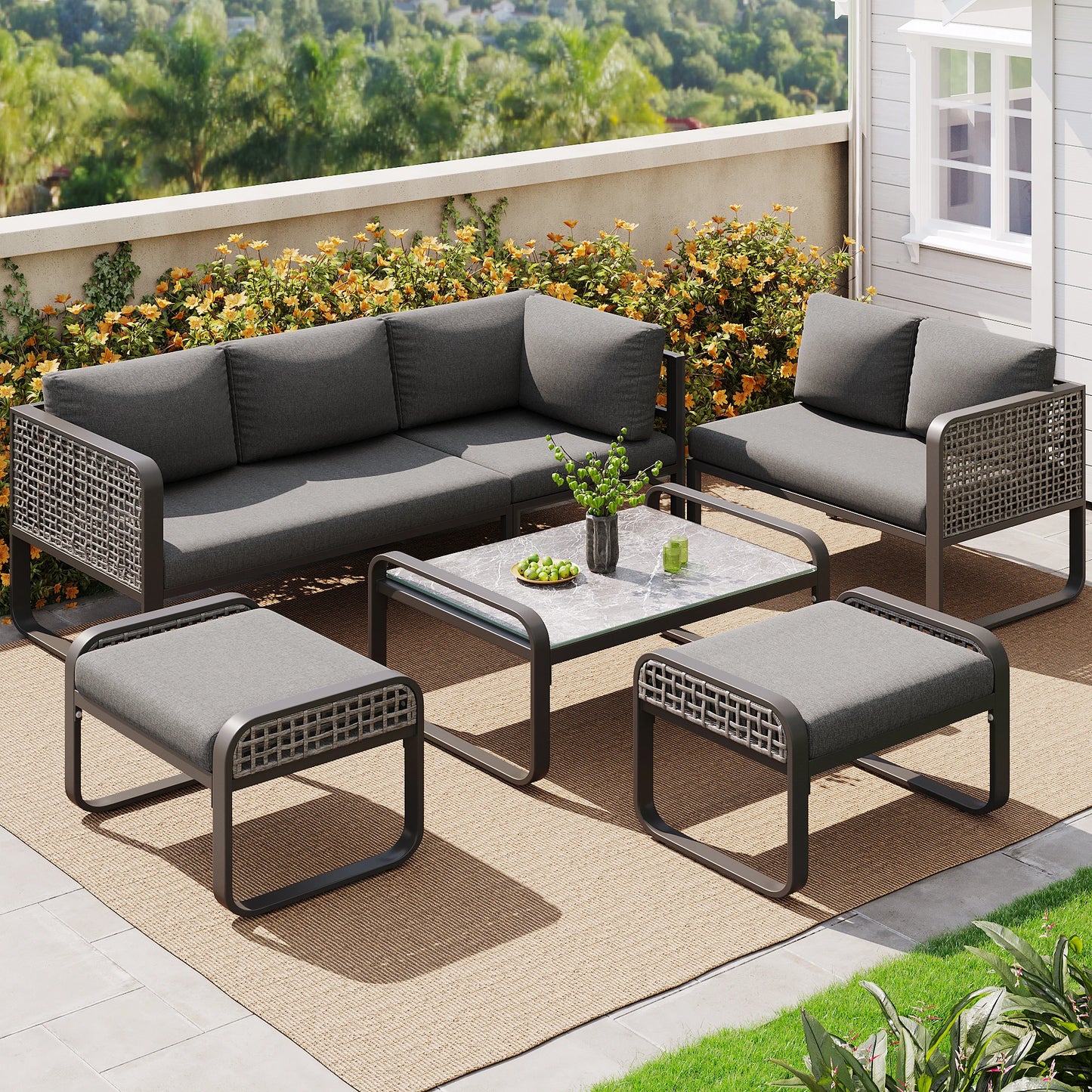 LÉA - Salon de jardin en rotin